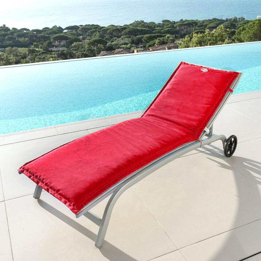 Cuscino per lettino da spiaggia sfoderabile Korai - Rosso Melograna -  Tessile per esterno - Eminza