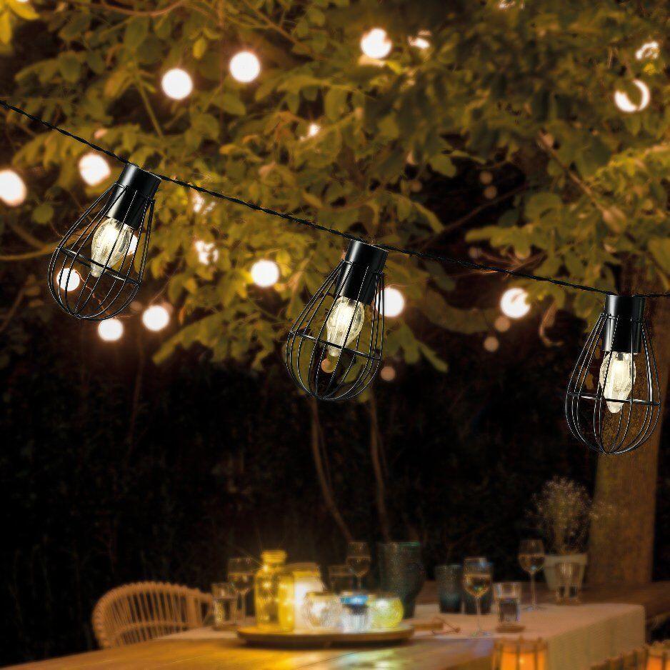 Guirlande lumineuse solaire Cage 3,5 m - Blanc chaud 8 LED - Aménagement  d'extérieur - Eminza