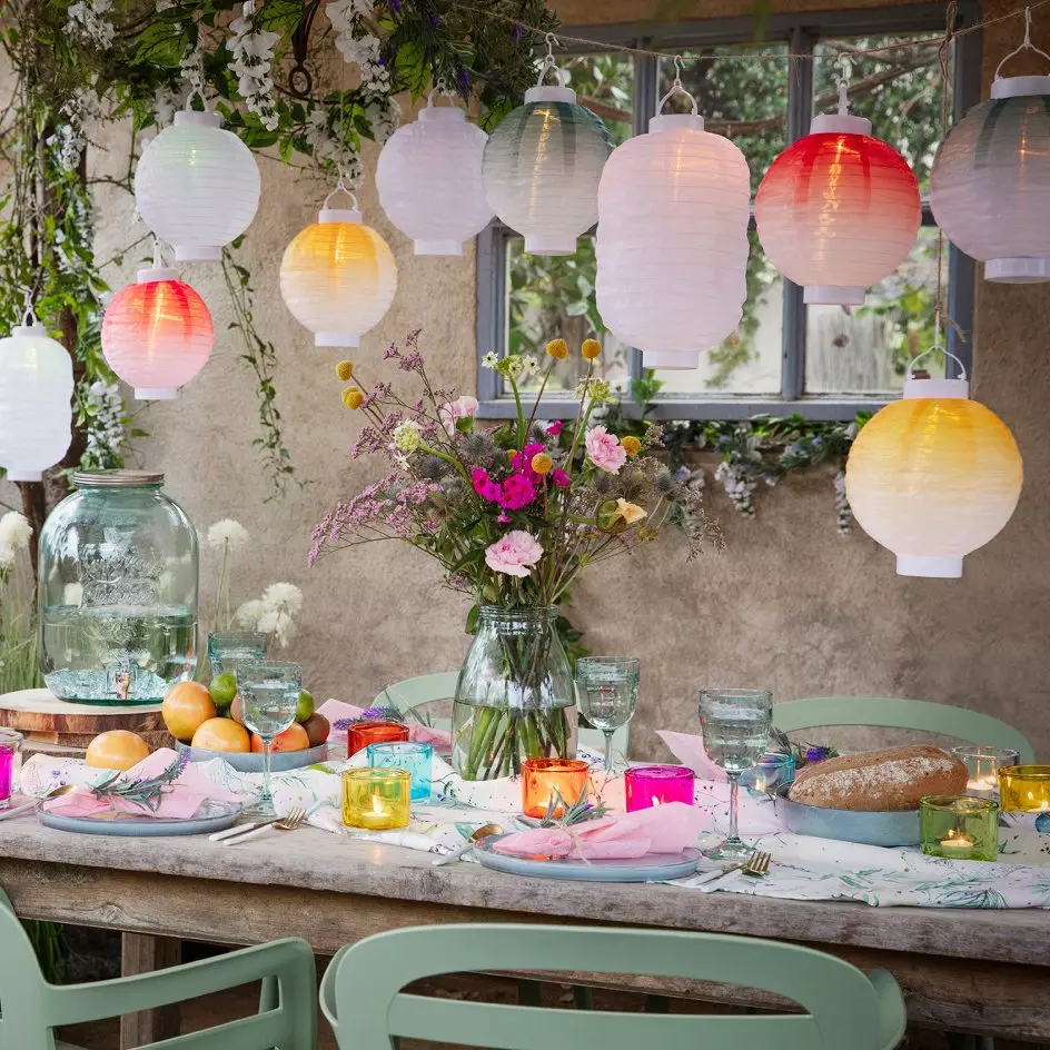 Lanterna Solare Cinese/giapponese 10 Pollici - Decorazione Da Giardino - Tessuto Nylon Impermeabile IP65