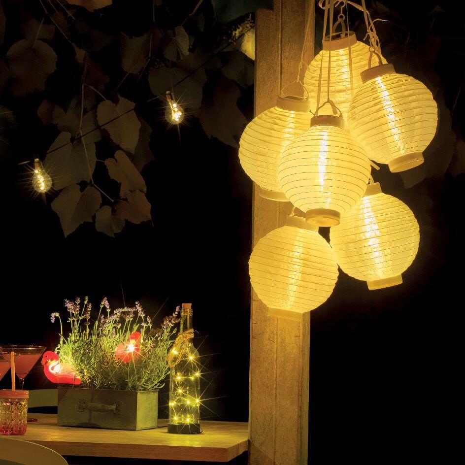 Lanterne cinesi solari - Bianco caldo - Piccolo mobilio da giardino - Eminza