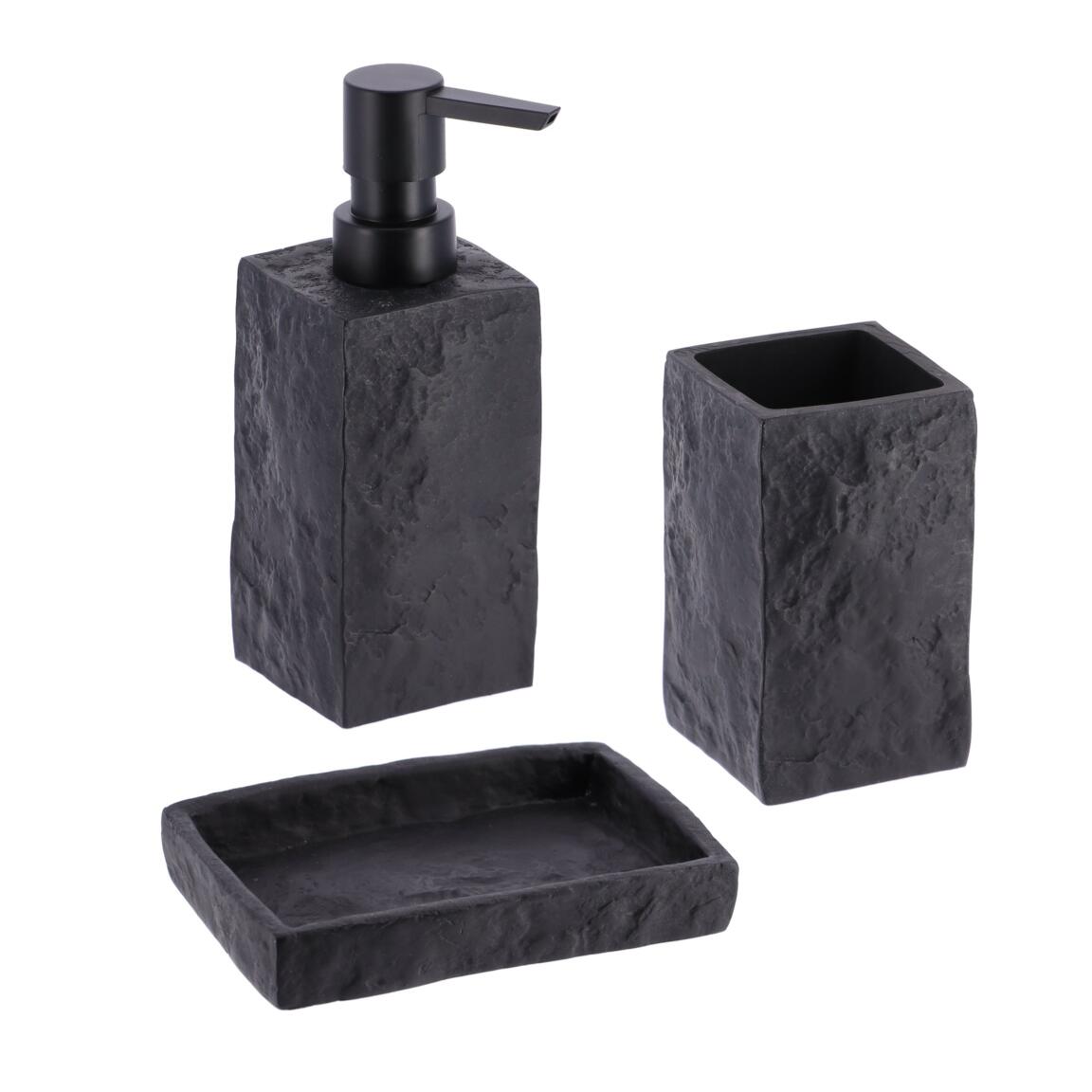 Set di accessori per il bagno effetto pietra Nero - Elementi arredo Bagno -  Eminza