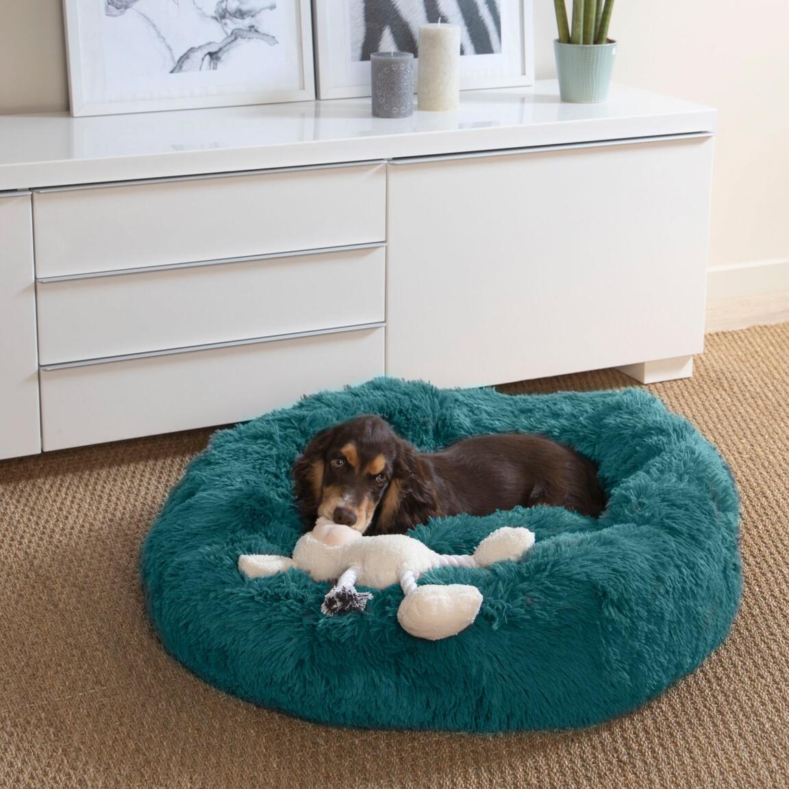 Cuscino rotondo morbido per gatto e cane Fluffy D75 cm Smeraldo - Prodotti  per animali - Eminza