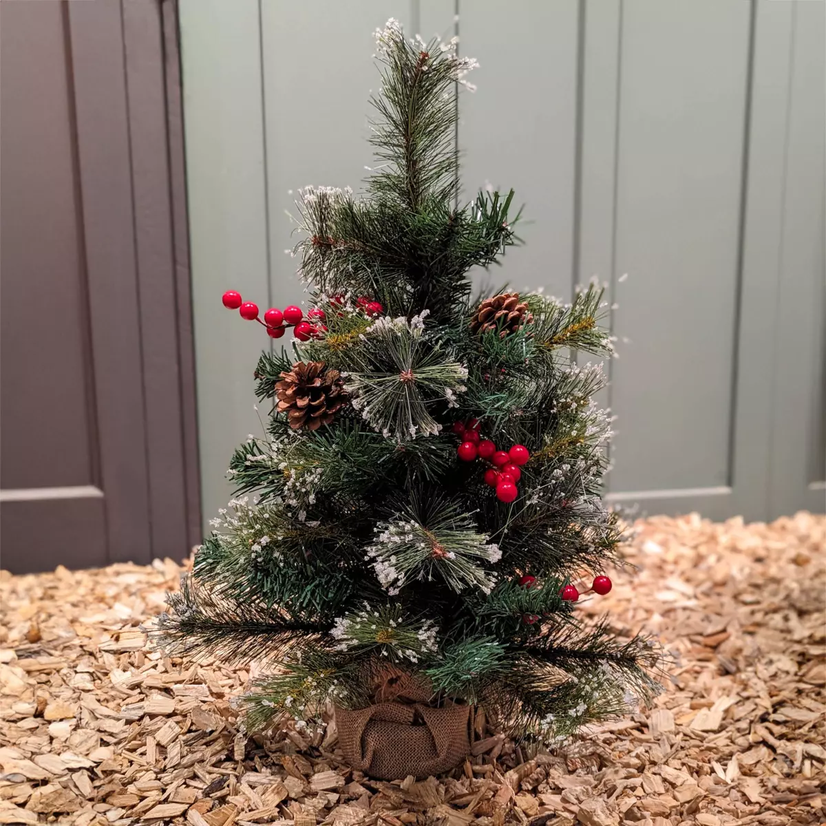 Mini Sapin De Noël 60 Cm Avec Guirlande LED, Pommes De Pin Et Boules - Décoration De Table Pour Maison Et Bureau - 4