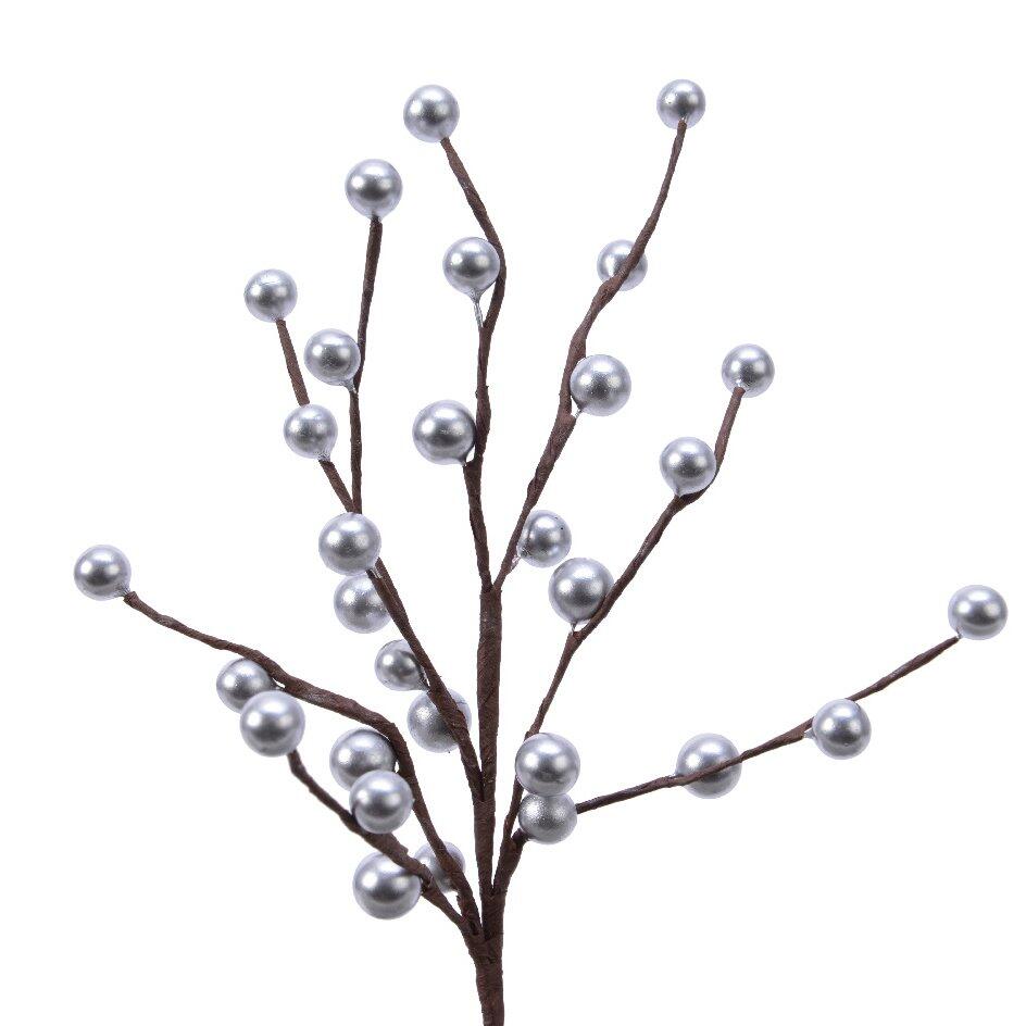 Branche décorative: Feuille de baie argenté