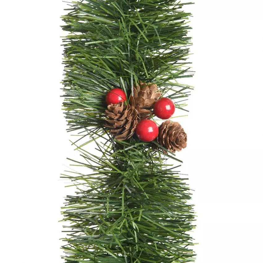Guirlande Noël BestAlice 70cm Avec Baies Rouges Et Nœud à Carreaux - Décoration Porte Ou Mur Sans Lumière | Réutilisable Et Sans Entretien
