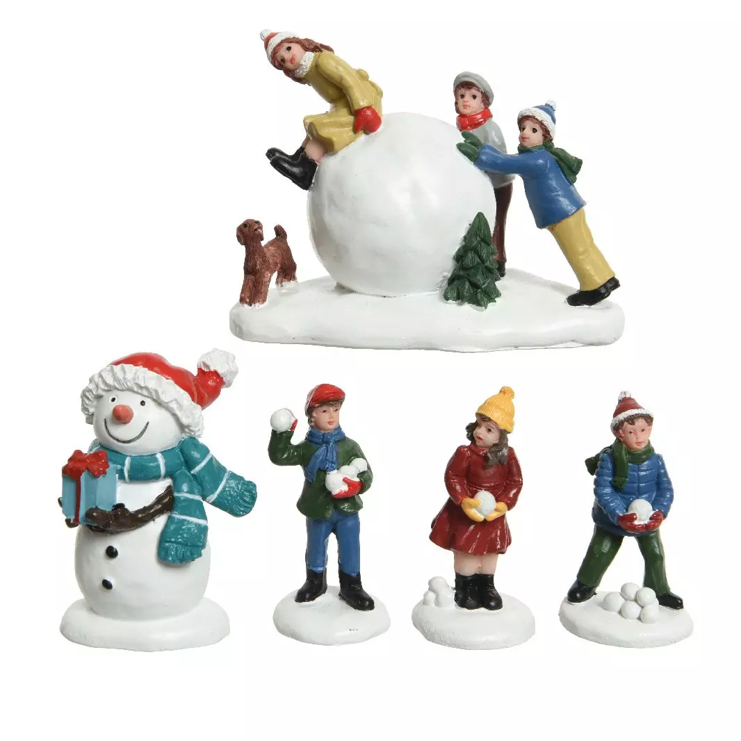 Set Figuren & Accessoires für Weihnachtsdorf Spaß im Schnee -  Weihnachtsdörfer - Eminza