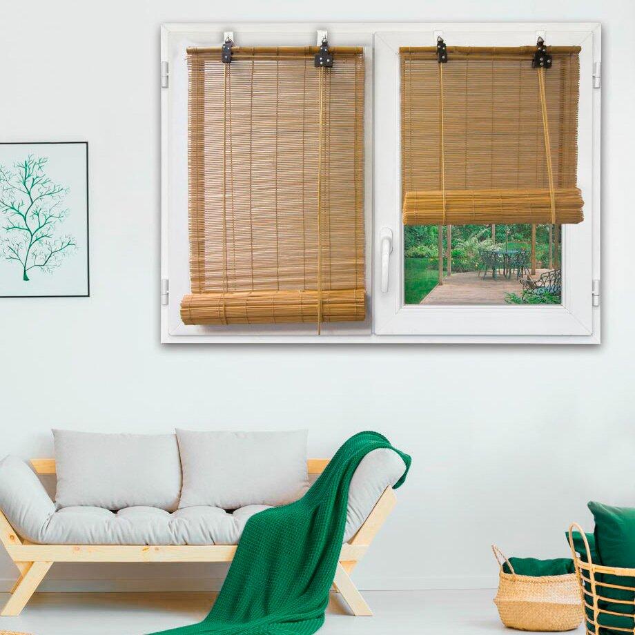 Store enrouleur à baguettes (90 x 180 cm) Bambou Naturel - Rideau / Voilage  / Store - Eminza