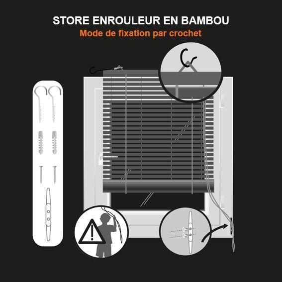Store Enrouleur Intérieur en Bambou - Longueur 90cm 