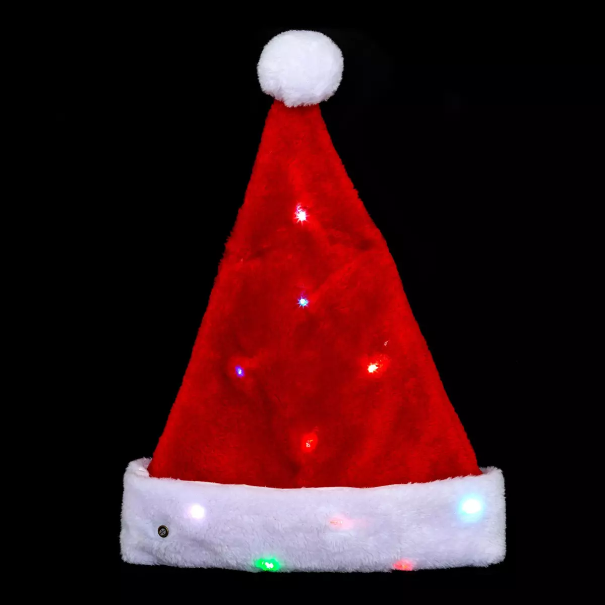 LED Weihnachtsmütze Mit 20 Blinkenden Lichtern – Farbwechsel, Weiches Plüsch-Kunstfell | Für Erwachsene & Kinder, Rot