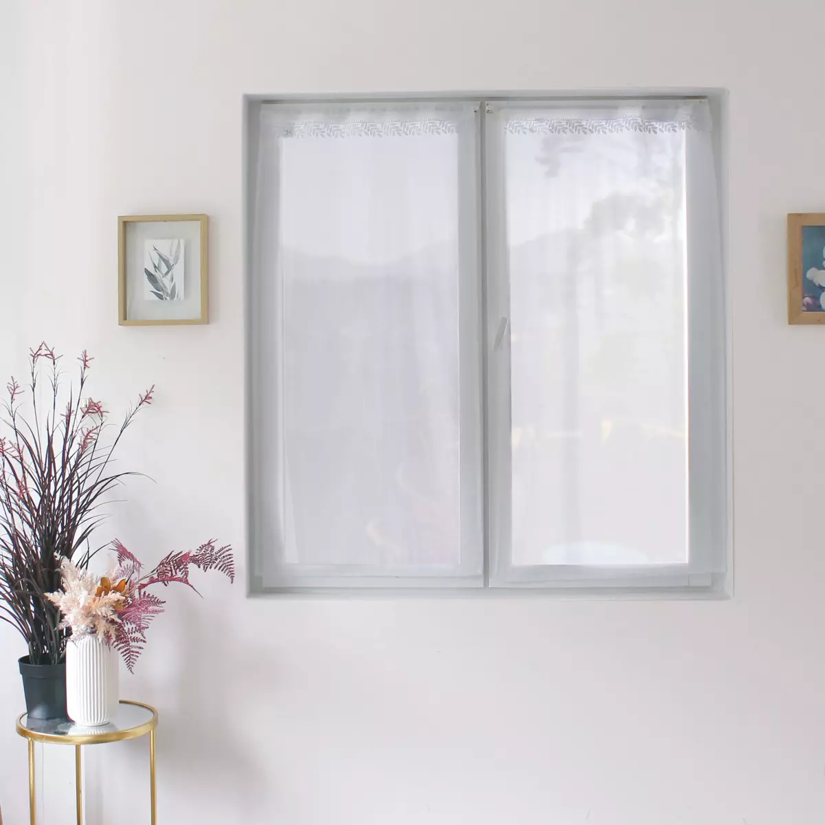 Atout Ciel Paire De Stores Passe-Tringle 60x90cm Gris - Coton/Polyester, Prêts à Poser | Déco Cœurs Imprimés