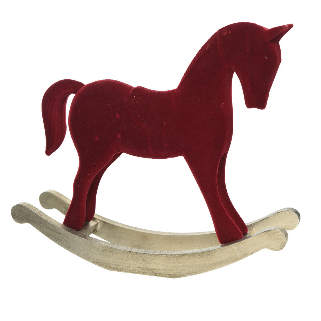 Cavallo a dondolo in legno da posare Rosso - Addobbi natalizi per la casa -  Eminza