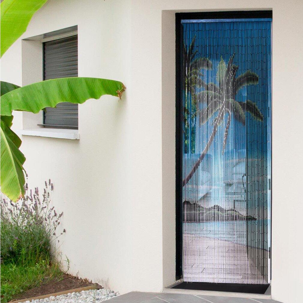 Cortina para puerta (90 x 200 cm) Stick Bambú Lagoon Azul