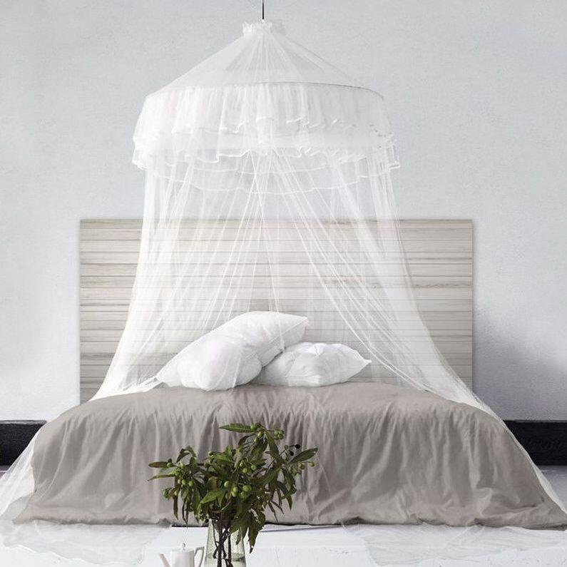 Zanzariera per letto (Ø 135 cm) Bianco - Biancheria da letto - Eminza