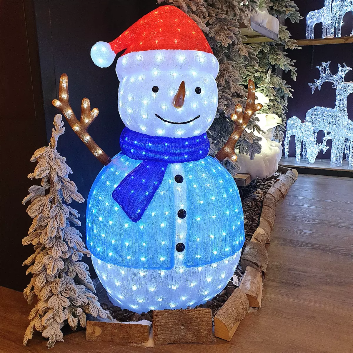 2 Bonhommes De Neige LED Avec Minuterie - Décoration Lumineuse De Noël En Céramique - 4