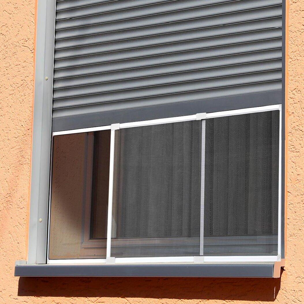 Marco de ventana con mosquitera (50 x 70 / 130 cm) Blanco y gris -  Cortina/Visillo/ Estor - Eminza