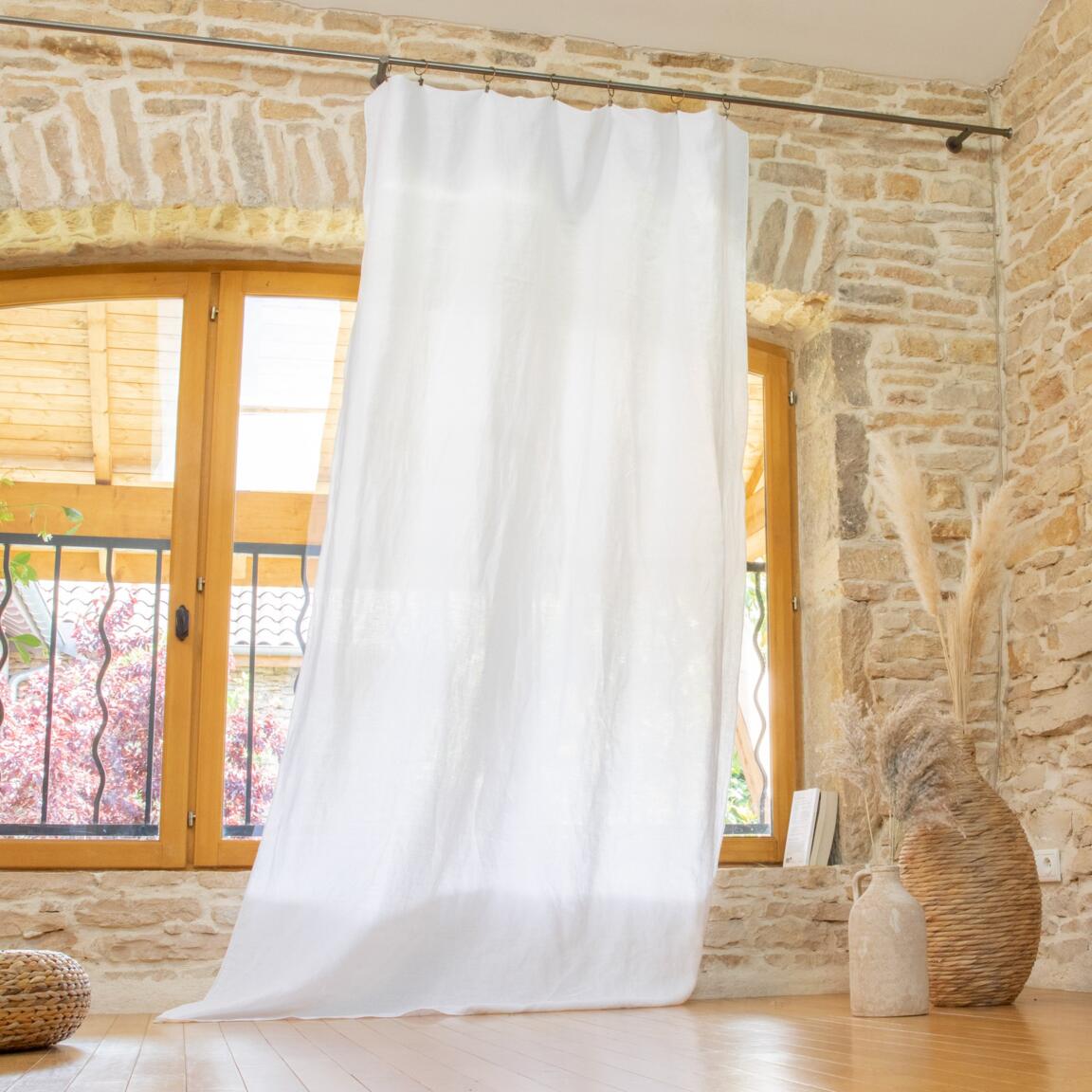 Tenda regolabile lino lavato (140 x max 270 cm) Louise Bianco