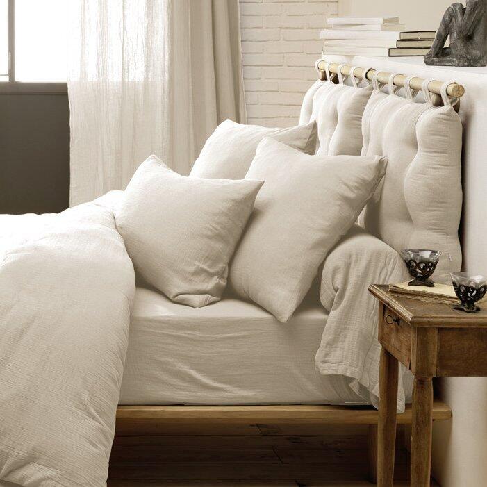 Federa cuscino a rullo garza di cotone (L185 cm) Gaïa Beige pampa -  Biancheria da letto - Eminza