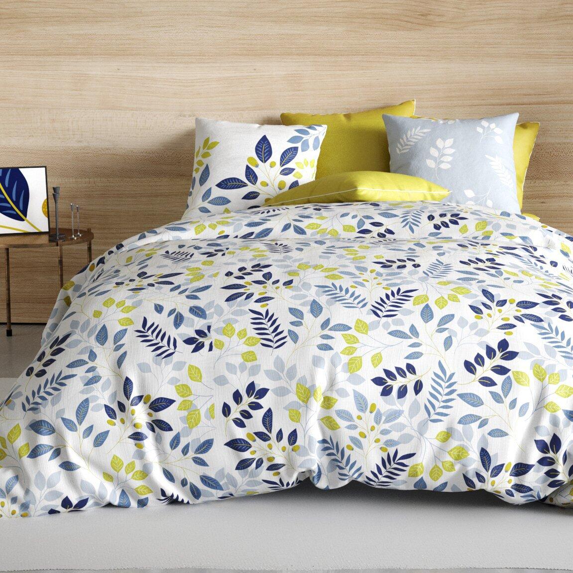 Juego de sábanas en algodón cama 160 cm 4 piezas Chloé Azul - Ropa de cama  - Eminza