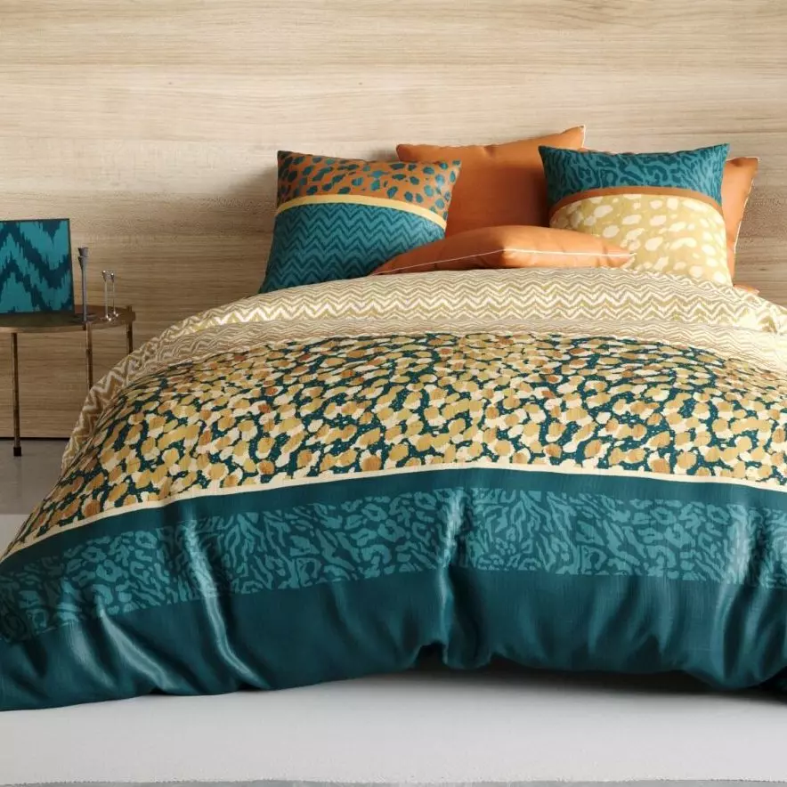 Funda Nordica y dos fundas para almohada en algodon 240 cm Fauvre Verde esmeralda Ropa de cama Eminza