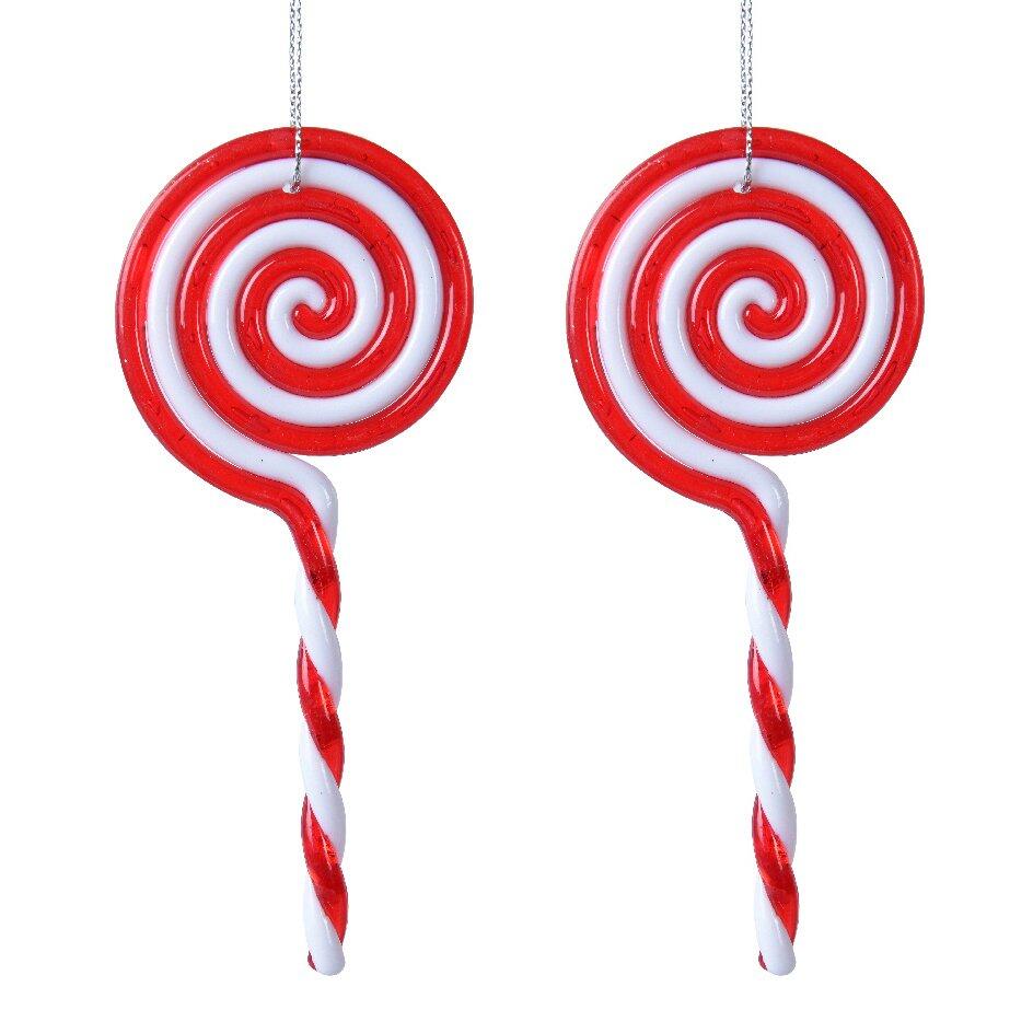 Confezione di 2 caramelle Leccalecca spirale Rosso - Addobbi albero di  Natale - Eminza