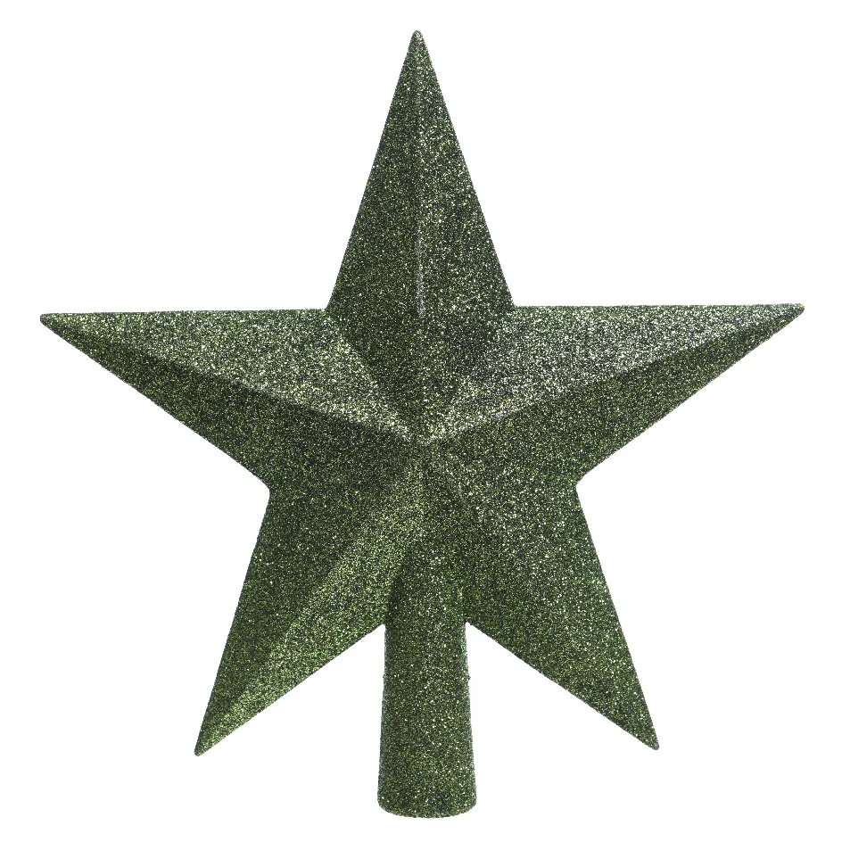 Puntale Per Albero Di Natale A Stelle Concentriche Glitterato - 20 Cm, Vari Colori (Verde)