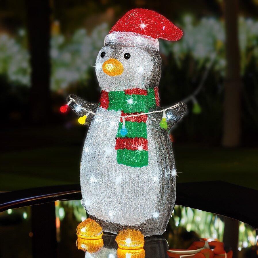 Bonhomme de neige lumineux acrylique 40 LED, Illumination Noel Exterieur