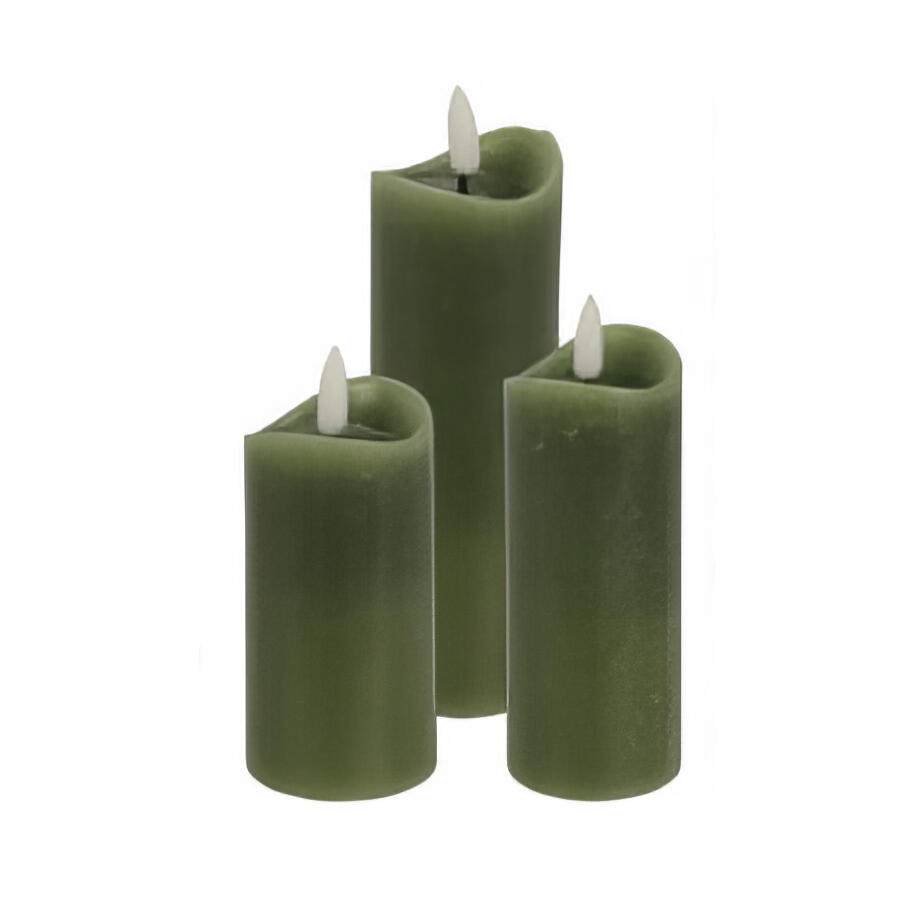 Lot de 3 bougies LED Vouy Vert - Décoration de table de fête - Eminza