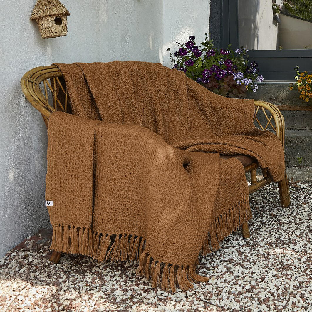 Plaid per divani in materiale riciclato (220 cm) Gabin Camel - Tessuto  decorativo - Eminza