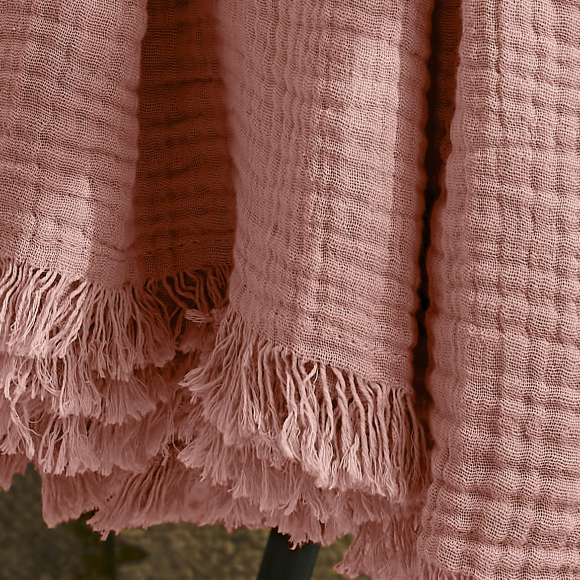 Plaid gaze de coton (160 cm) Gaïa Rose pêche - Déco textile - Eminza