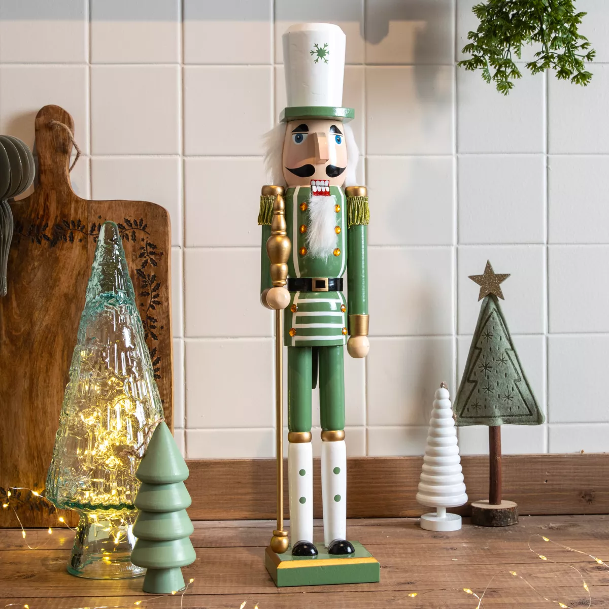 2 Casse-noisettes De Noël Roi Et Tambour - 30cm, Bois Peint à La Main, Décorations Fêtes Et Collection