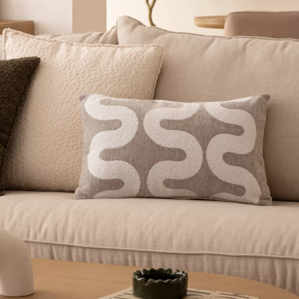 Housse de coussin rectangulaire (30 x 50 cm) Jeni Beige