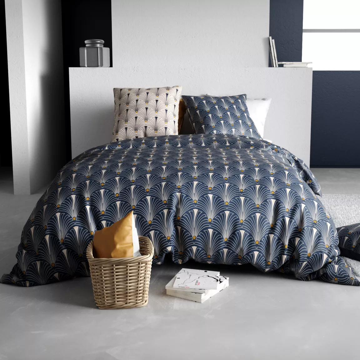Funda Nordica y dos fundas para almohada en algodon 260 cm Pam Azul Ropa de cama Eminza