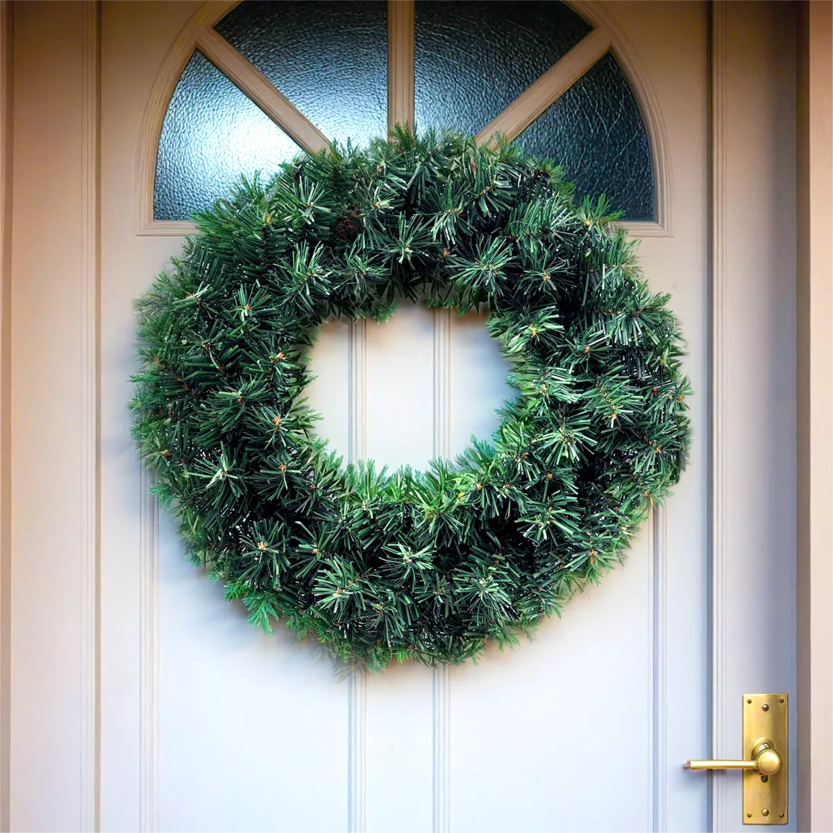 Corona De Navidad Verde 60 Cm De Diámetro | Decoración Para Puerta O Pared, Material PVC, 220 Ramas