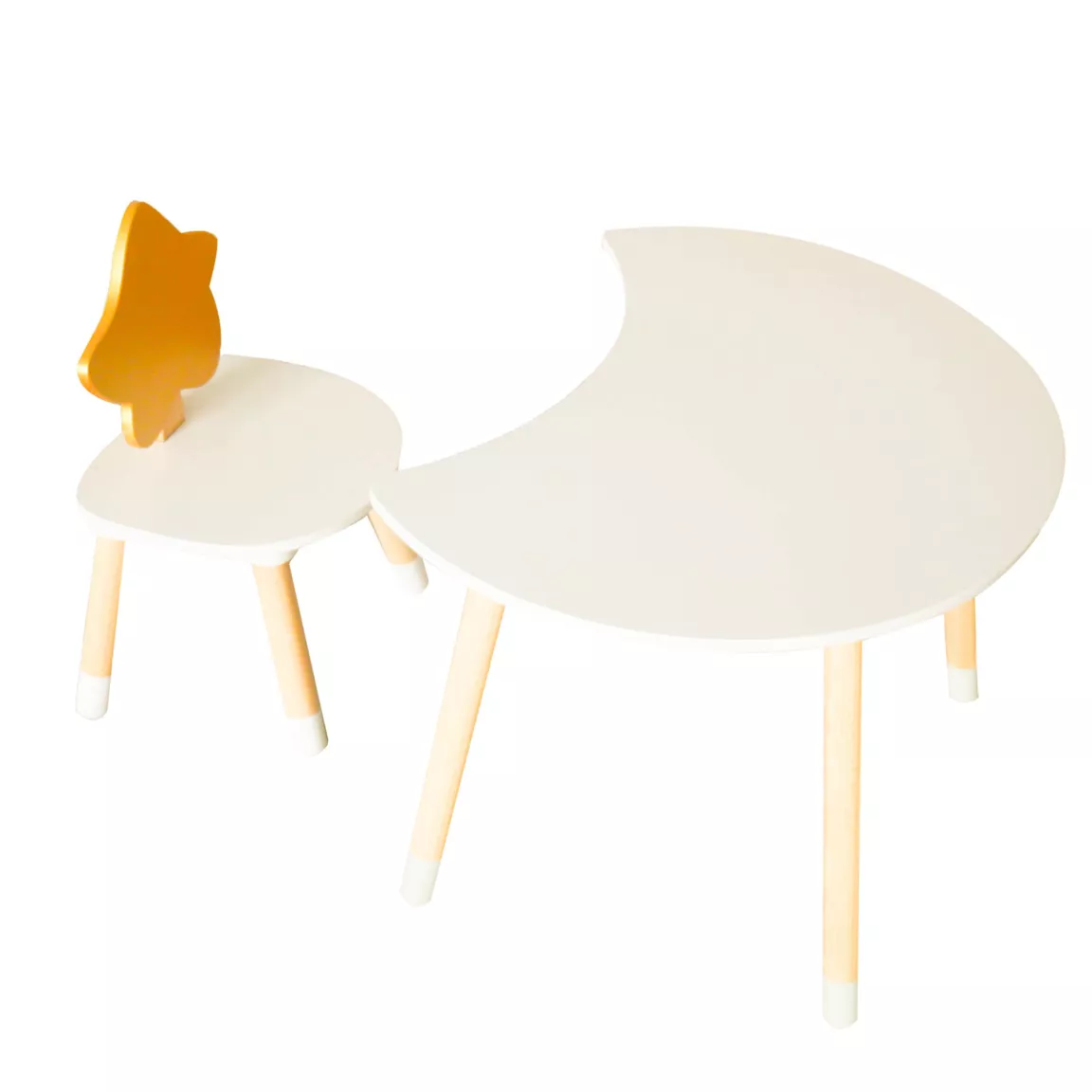 Tavolo e 1 sedia bambino legno (H44 cm) Stars Bianco