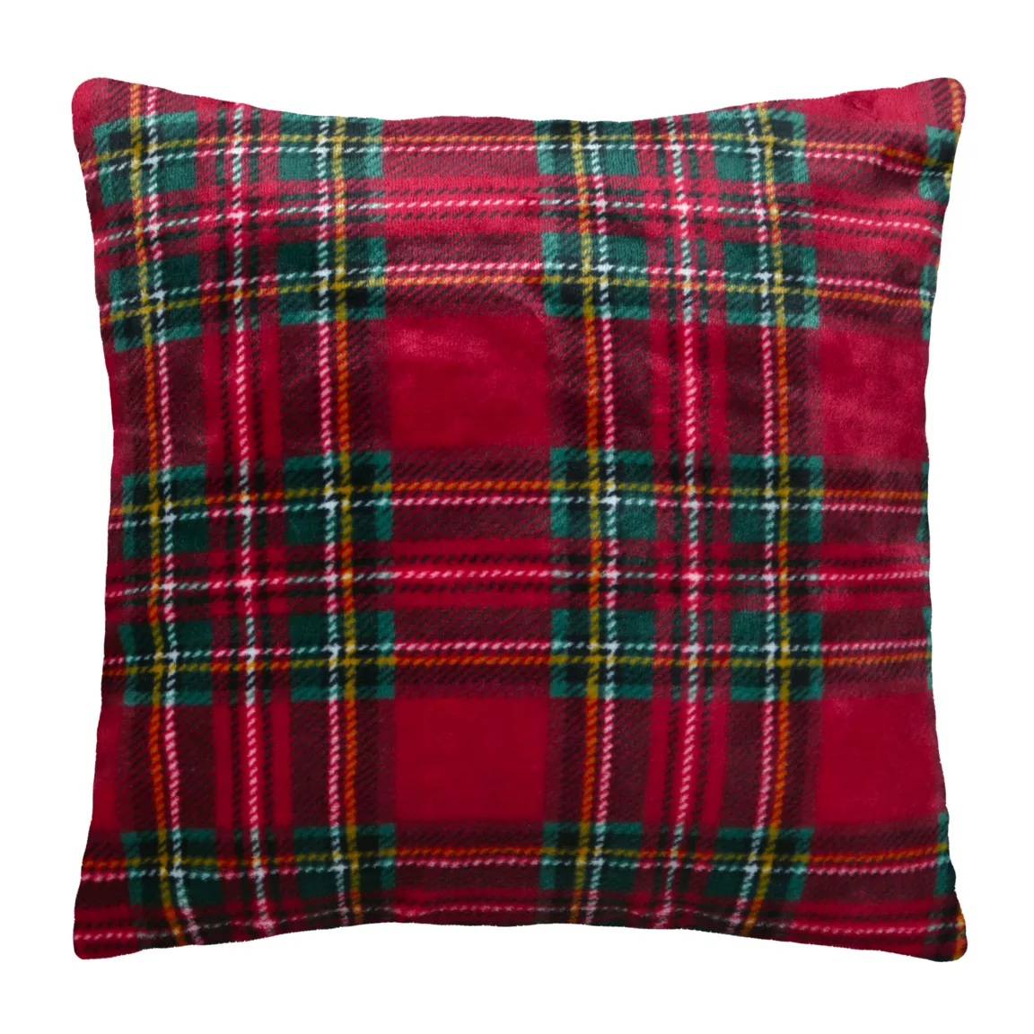 Coussin de Noël carré (45 x 45 cm) Carreaux Tartan Vert et rouge