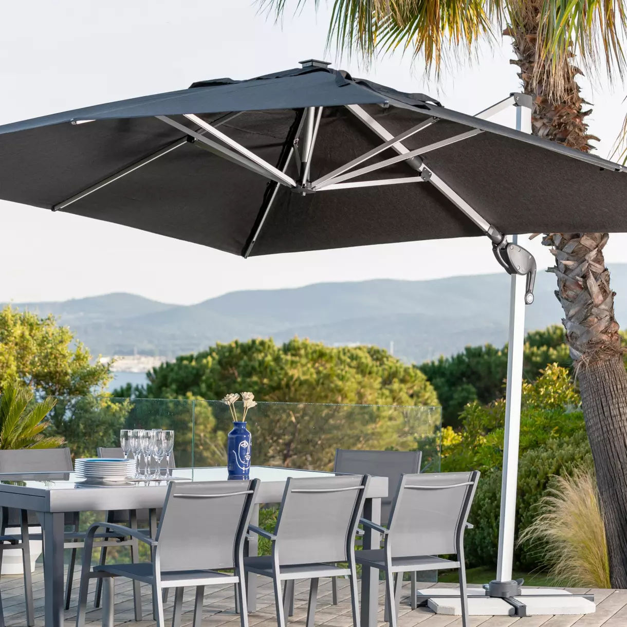 Parasol déporté à LED Yucatan (L 4 x 3 m)- Anthracite 1
