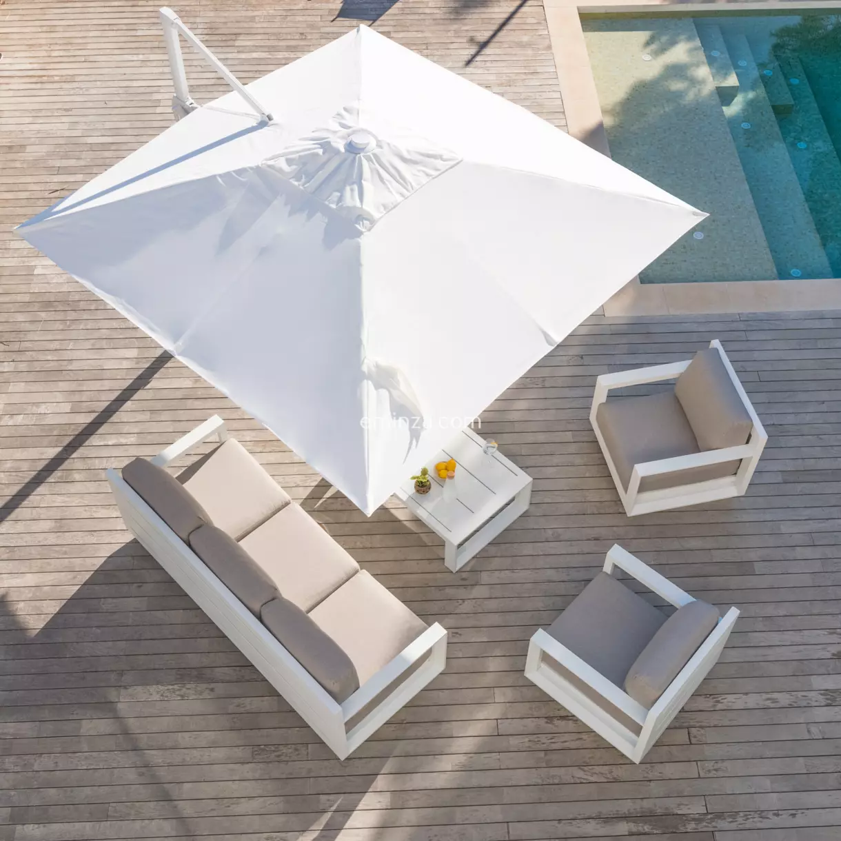 Parasol Déporté Bahia carré (L3 x l3 m) - Blanc 1
