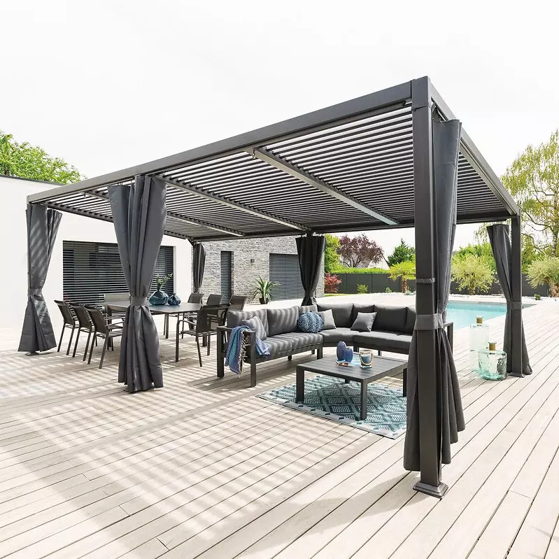 Lote de 8 cortinas para toldo Avila (7,2 x 3 m) - color Pizarra 1