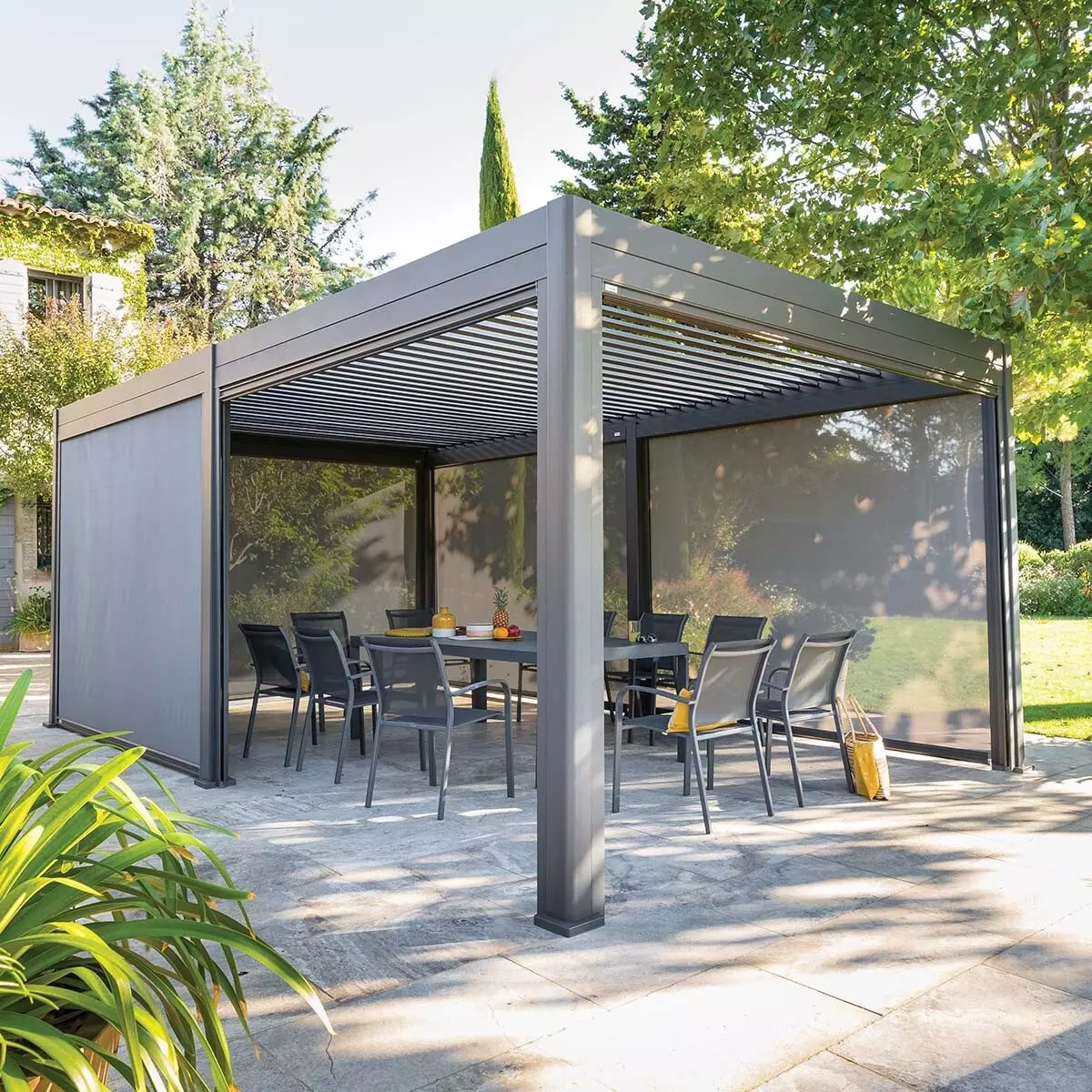 Store pour pergola Evora GM (6 x 3,6 m) - Ardoise 1