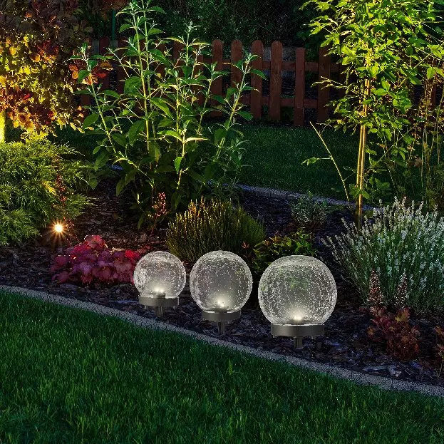 Lote de 3 bolardos solares Bola - Transparente 1
