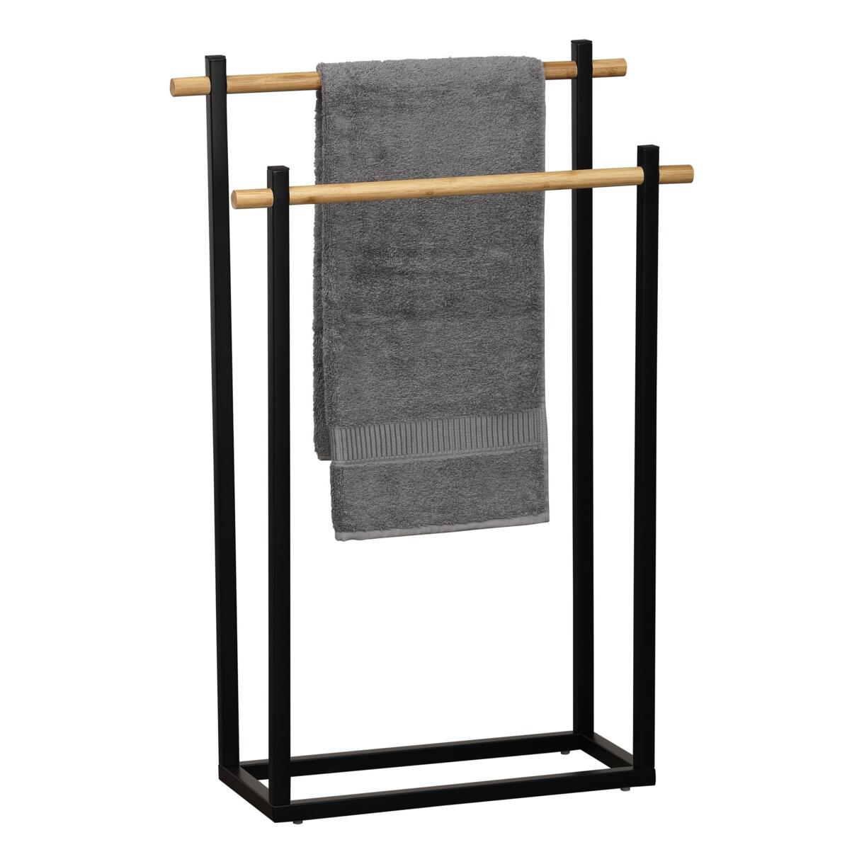Rechteckiger Wand-Handtuchhalter Bambou Schwarz 1