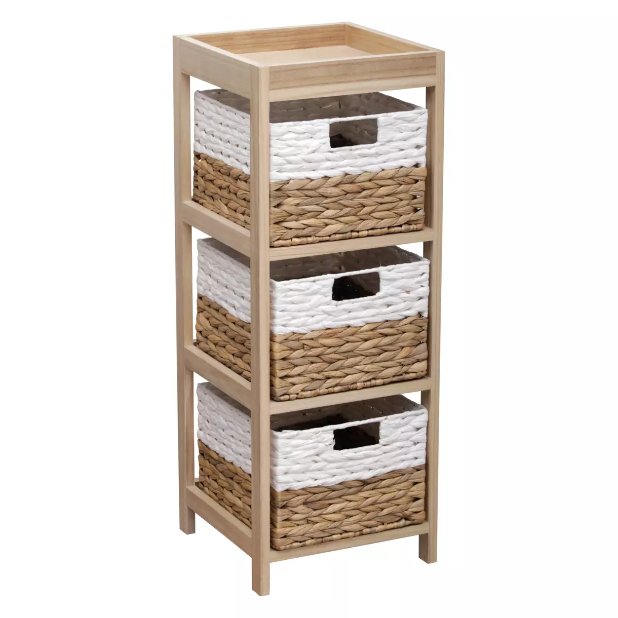 Mueble 3 cestas Paulownia Blanco 1