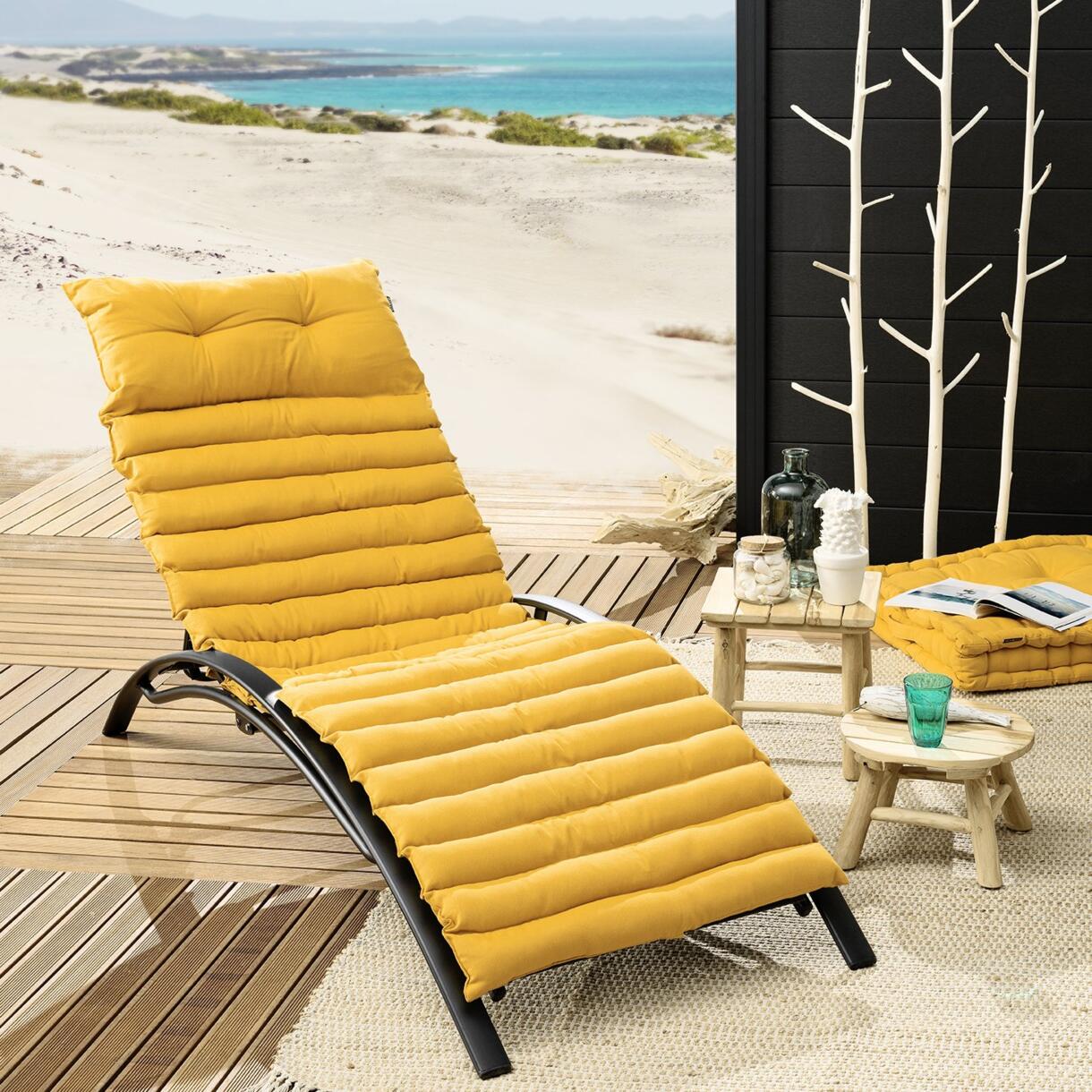 Colchoneta de playa enrollable (L180 cm) Amarillo Mostaza Pixel	 1
