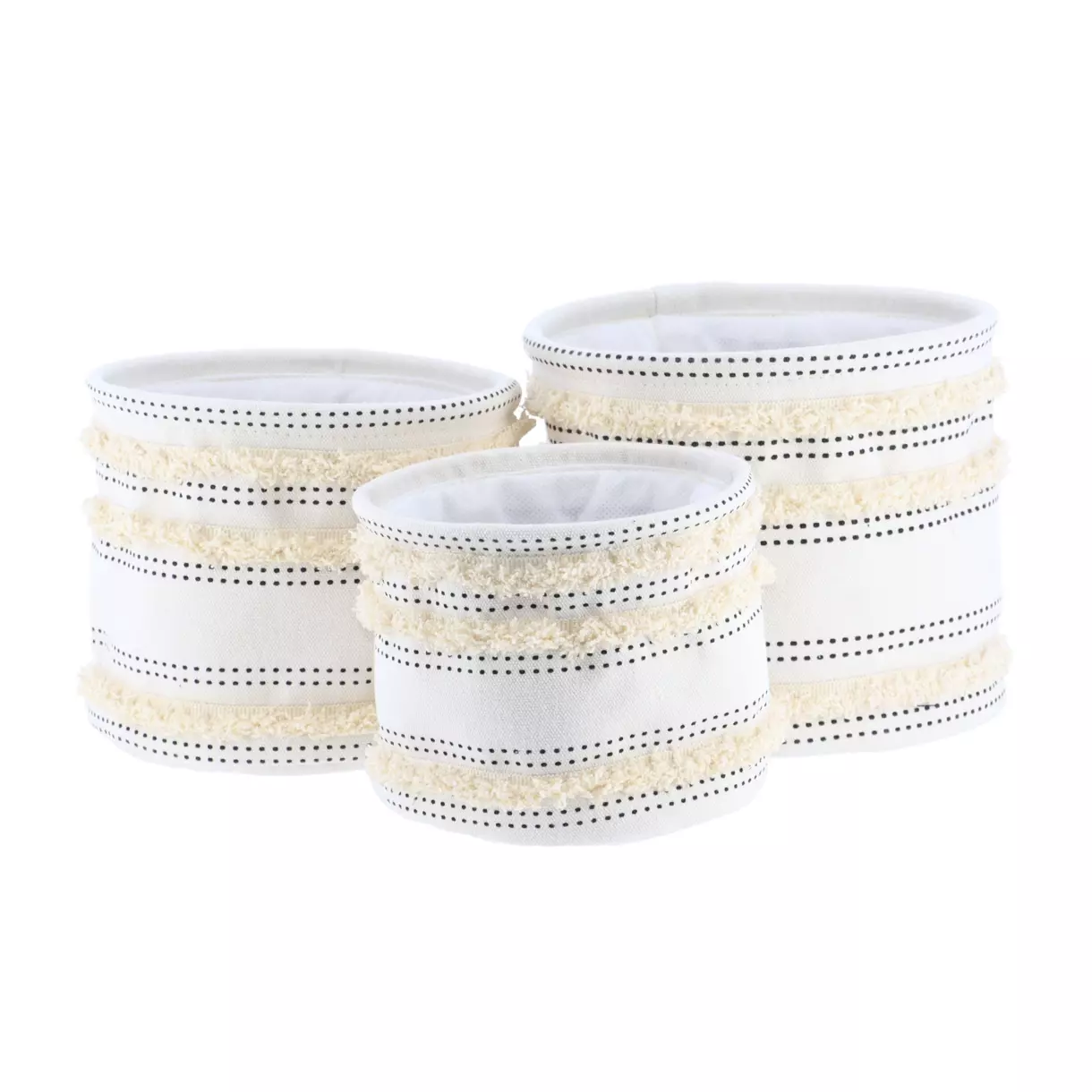 Lot de 3 paniers Franges Beige 1
