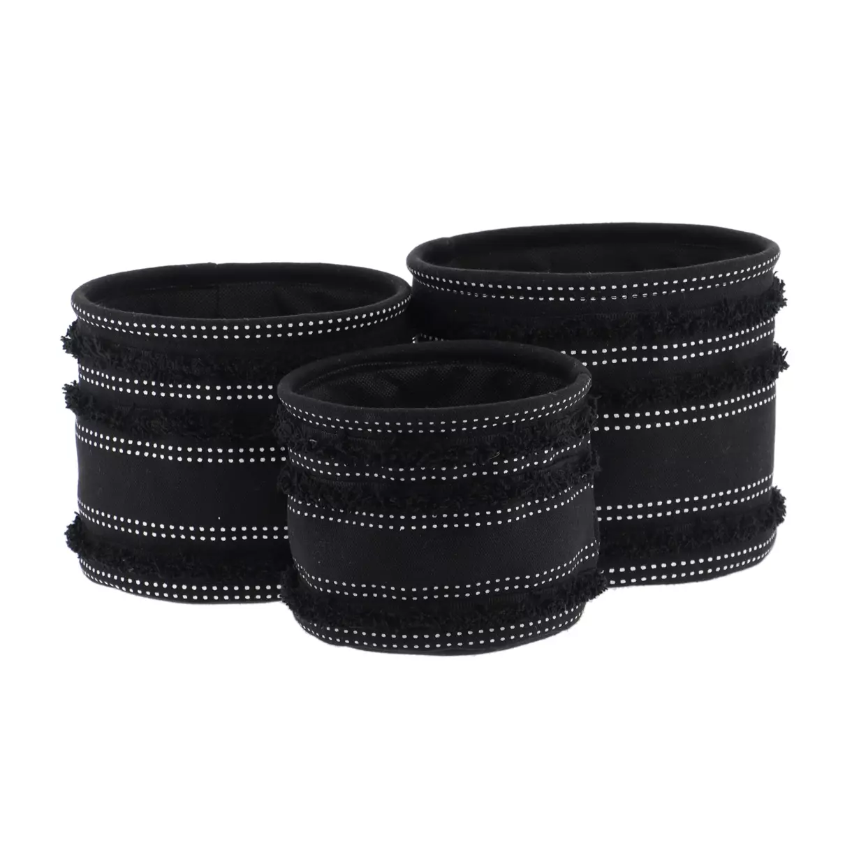 Lot de 3 paniers Franges Noir 1