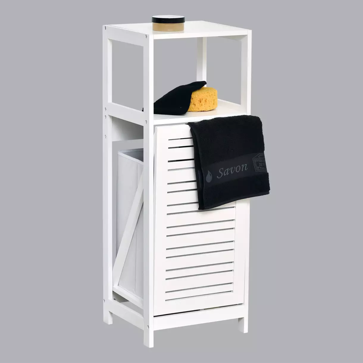 Meuble bas panier à linge Miami Blanc 1
