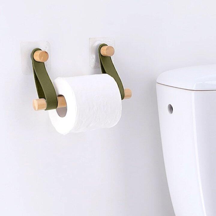 Toilettenpapierhalter zum Kleben Kunstleder Easy Chic Khaki 1