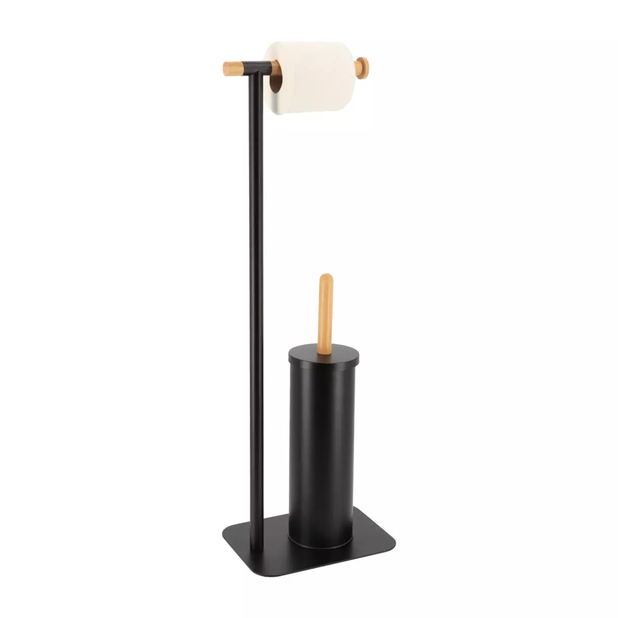 Escobillero y dispensador papel higiénico Bambú Negro 1