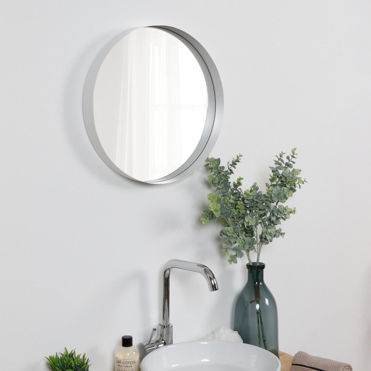 Miroir rond à Bordure (D40 cm) Blanc 1