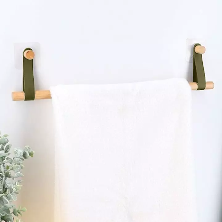 Porte serviette adhésif 1 barre Easy Chic Kaki 1